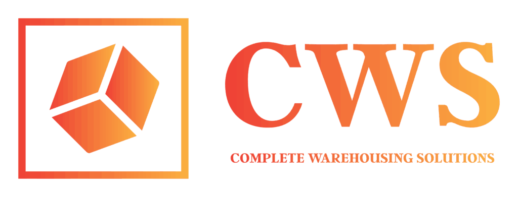 Logo of Complete Warehousing Solutions (CWS) featuring a stylized geometric icon and the company name in gradient orange text.